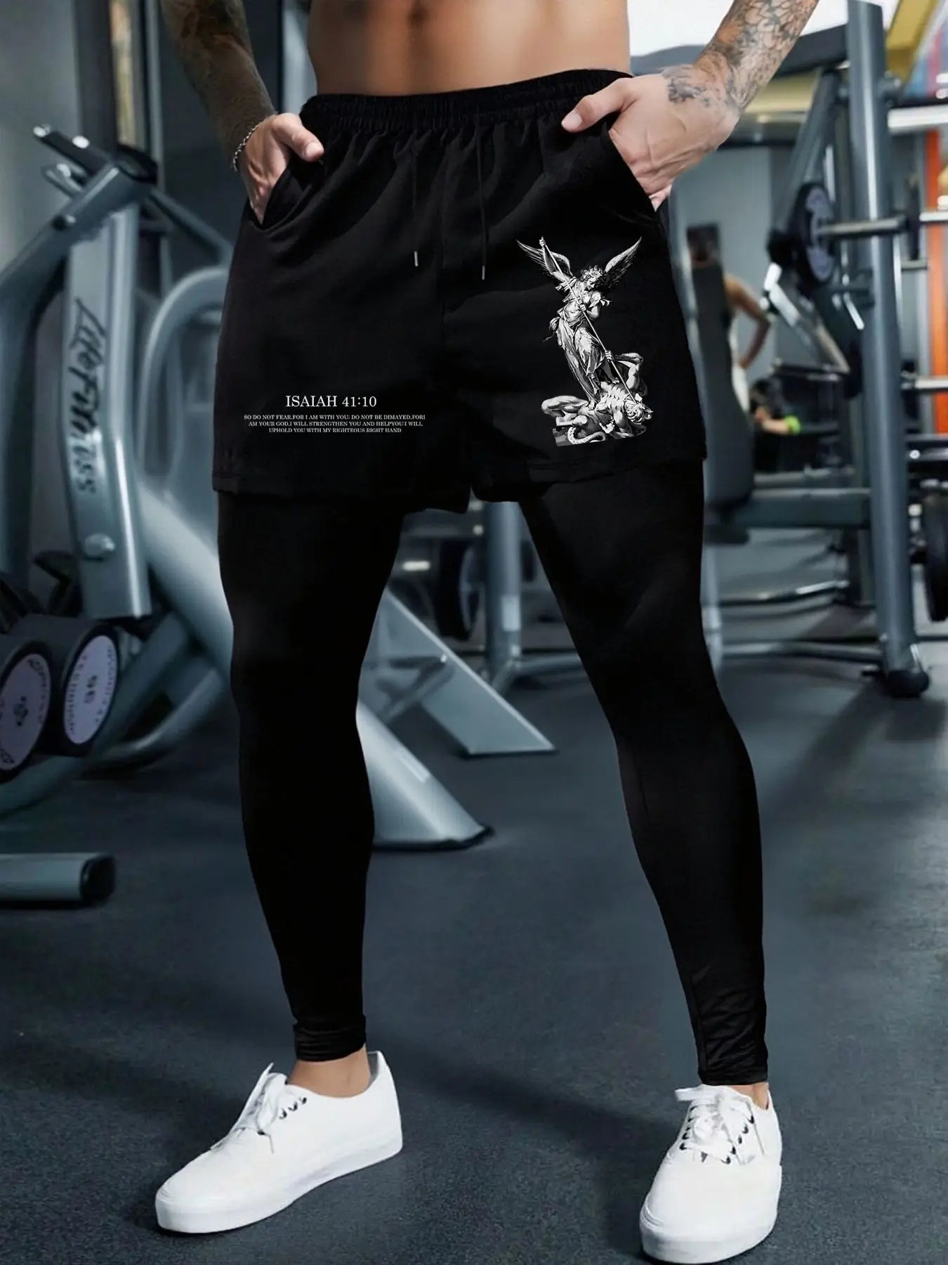 Angels-themed fitness leggings featuring a double-layered design, stylish style, comfortable high-elasticity fabric,
Angels-themed fitness leggings featuring a double-layered design, stylish style, comfortable high-elasticity fabric,