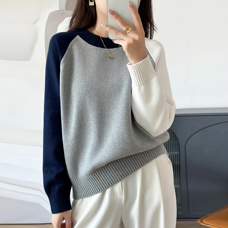 100% Pure Cotton Sweater Women's Round Neck Pullover Casual Color Blocked Knitted Sweater Loose Plus Size Top Autumn and Winter
100% Pure Cotton Sweater Women's Round Neck Pullover Casual Color Blocked Knitted Sweater Loose Plus Size Top Autumn and Winter