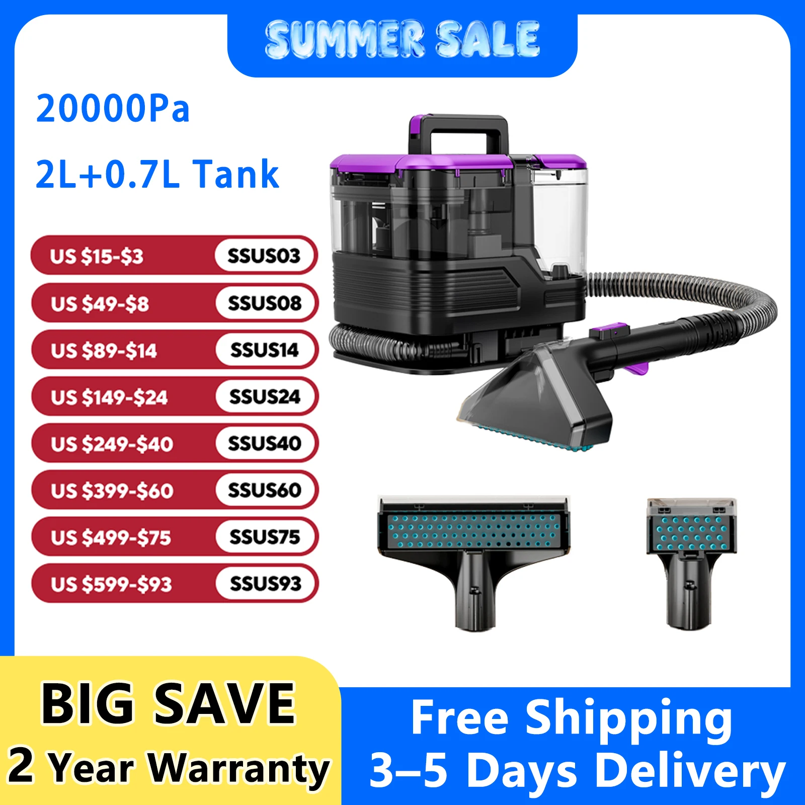 Honki 530W Carpet Cleaner Machine 20KPa Strong Suction Handheld Multifunctional Cleaner for Pet Hair Upholstery Sofa Mat Bed Self-cleaning Energy-saving Portable Wet and Dry Deep Cleaning Appliances
Honki 530W Carpet Cleaner Machine 20KPa Strong Suction Handheld Multifunctional Cleaner for Pet Hair Upholstery Sofa Mat Bed Self-cleaning Energy-saving Portable Wet and Dry Deep Cleaning Appliances