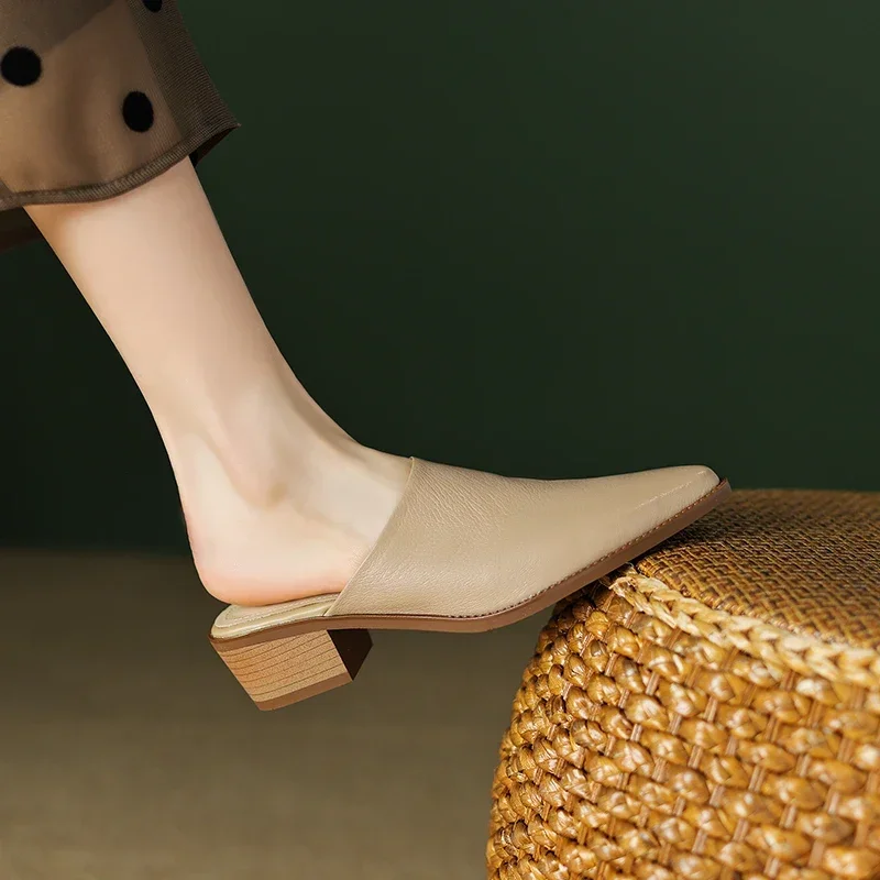 New Concise Women Pumps Spring Summer Office Casual Mules Genuine Leather Pointed Toe Thick Heels Slippers Shoes Woman
New Concise Women Pumps Spring Summer Office Casual Mules Genuine Leather Pointed Toe Thick Heels Slippers Shoes Woman