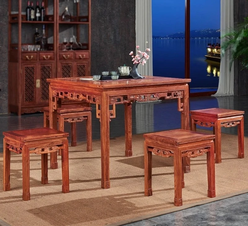 Mahogany dining table and chair combination square table dining table solid wood home
Mahogany dining table and chair combination square table dining table solid wood home