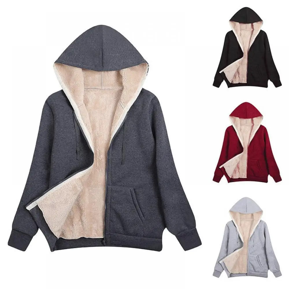 Winter Woman Lamb Velvet Hoodies 2024 Casual Solid Color Long Sleeve Outwear Fashion Warm Sweatshirt Street Coat with Pockets
Winter Woman Lamb Velvet Hoodies 2024 Casual Solid Color Long Sleeve Outwear Fashion Warm Sweatshirt Street Coat with Pockets