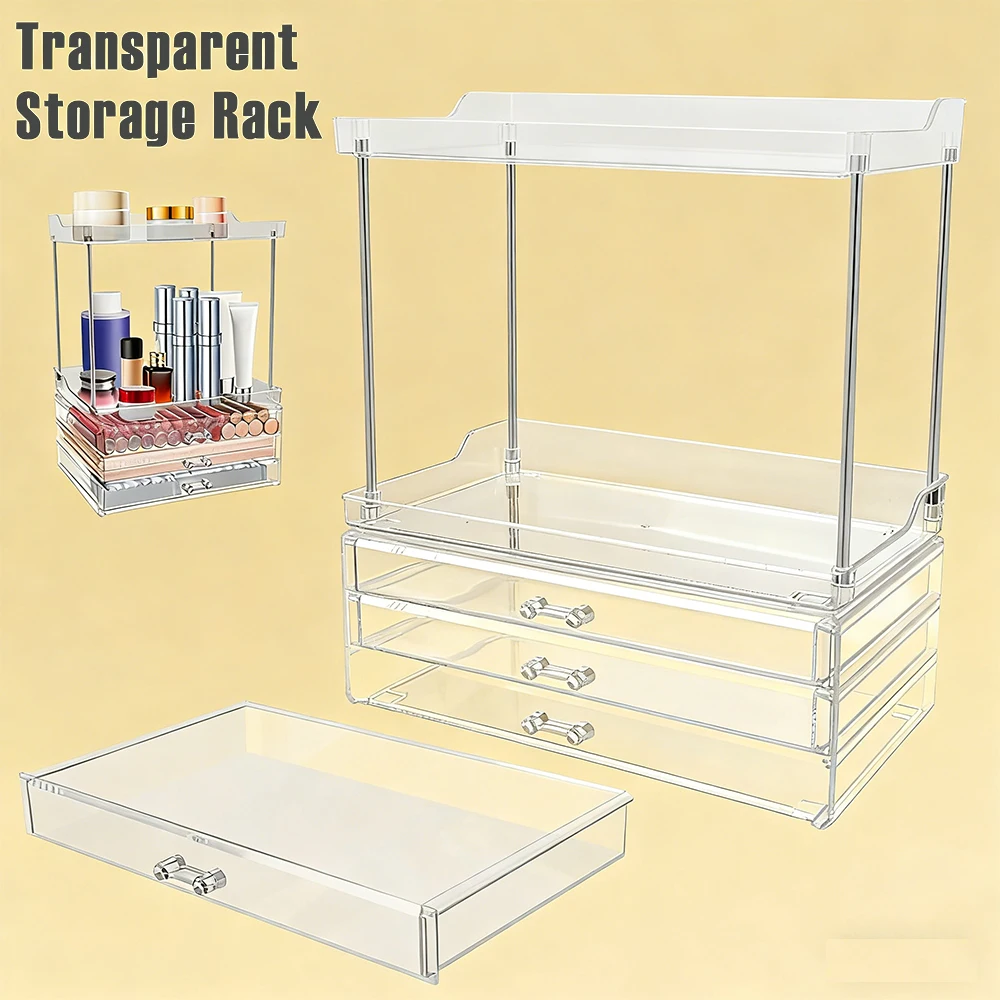 Transparent Countertop Storage Rack Plastic Makeup Storage Box with 3 Tier Drawer Dressing Table Organiser for Bedroom Kitchen
Transparent Countertop Storage Rack Plastic Makeup Storage Box with 3 Tier Drawer Dressing Table Organiser for Bedroom Kitchen