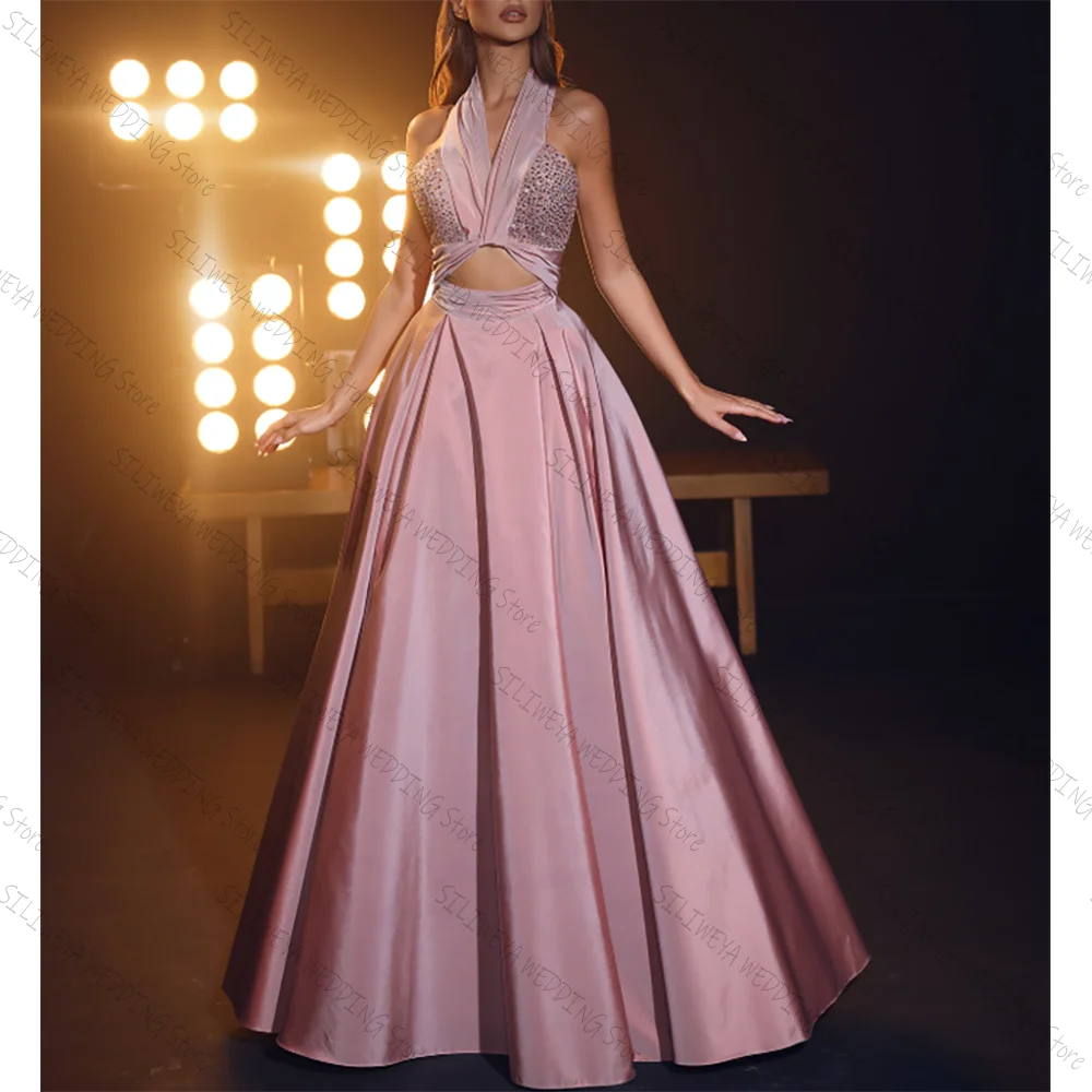 Simple Pink Halter A-Line Prom Dress Fashion Party Floor Length Lady High-end Formal Evening Gowns
Simple Pink Halter A-Line Prom Dress Fashion Party Floor Length Lady High-end Formal Evening Gowns
