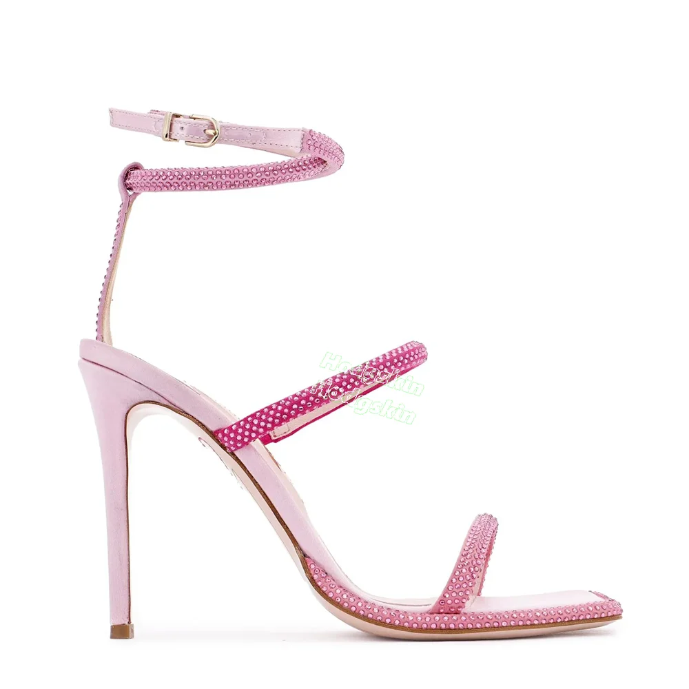 Pink Crystal Thin Strap Women Sandals Square Open Toe Thin High Heels Double Wrap Ankle Strap Buckle Summer Stilettos New 2025
Pink Crystal Thin Strap Women Sandals Square Open Toe Thin High Heels Double Wrap Ankle Strap Buckle Summer Stilettos New 2025