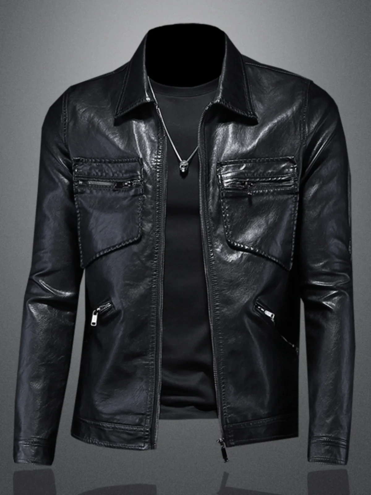 Мужская кожаная куртка Slim Fit в городском стиле, пилотская куртка с карманами, прямым низом, длинными рукавами, на молнии, цветная
Мужская кожаная куртка Slim Fit в городском стиле, пилотская куртка с карманами, прямым низом, длинными рукавами, на молнии, цветная