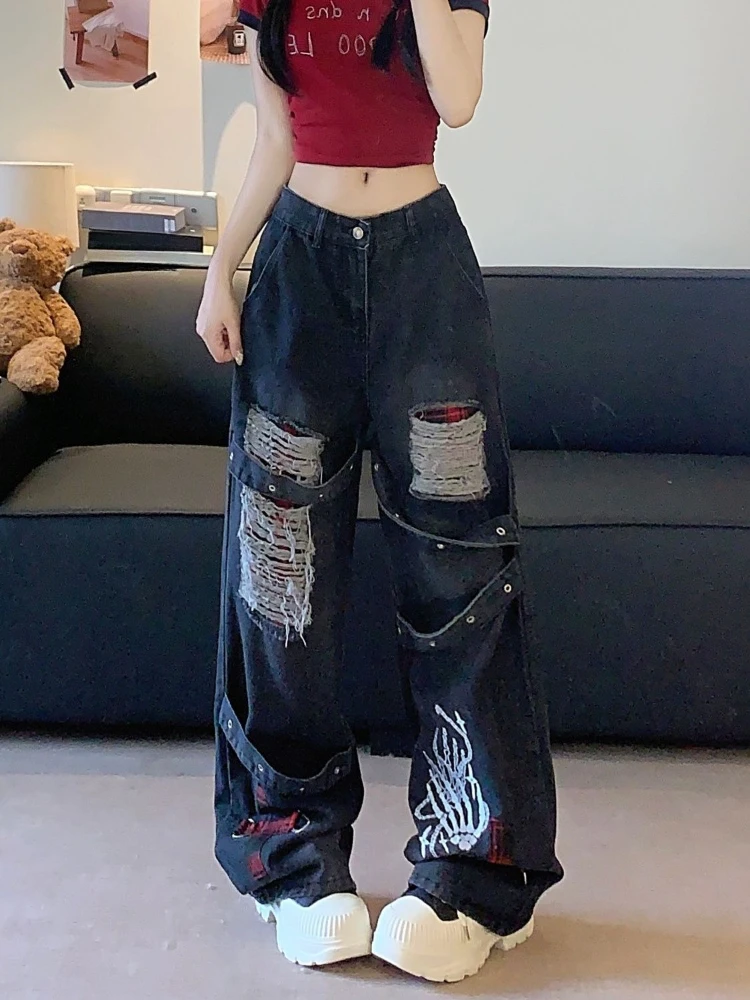 Women's Distressed Washed Ripped Jeans Wide Leg Design Punk Chic Look Original Niche Fashion Denim Pants
Women's Distressed Washed Ripped Jeans Wide Leg Design Punk Chic Look Original Niche Fashion Denim Pants