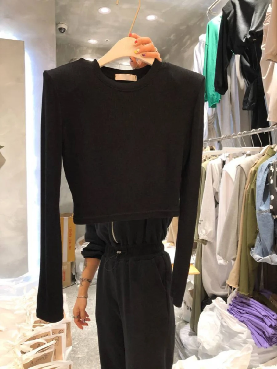 Slim Fit Long Sve Base irt oulder Pad Женская футболка для внутреннего ношения Dongda Gate Весна Осень Высокая талия Утолщение Чистый цвет
Slim Fit Long Sve Base irt oulder Pad Женская футболка для внутреннего ношения Dongda Gate Весна Осень Высокая талия Утолщение Чистый цвет