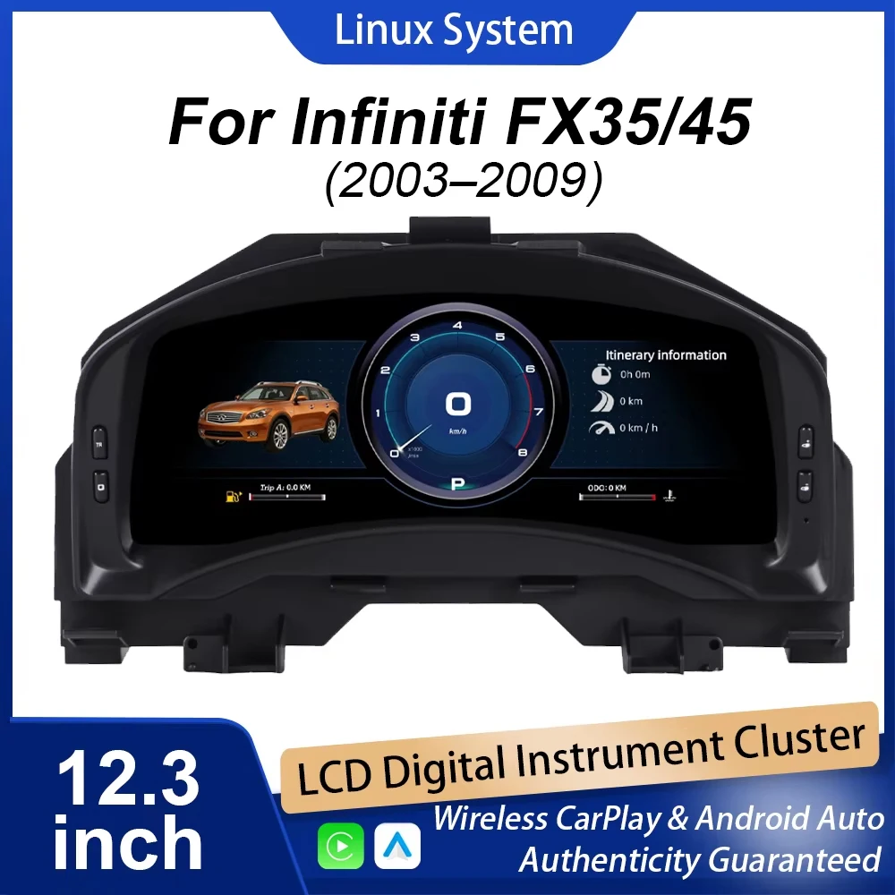 Digital Cluster Dashboard for Infiniti FX35 FX45 2003–2009 Dashboard Speedometer HD Screen Supports iOS CarPlay Android Auto
Digital Cluster Dashboard for Infiniti FX35 FX45 2003–2009 Dashboard Speedometer HD Screen Supports iOS CarPlay Android Auto