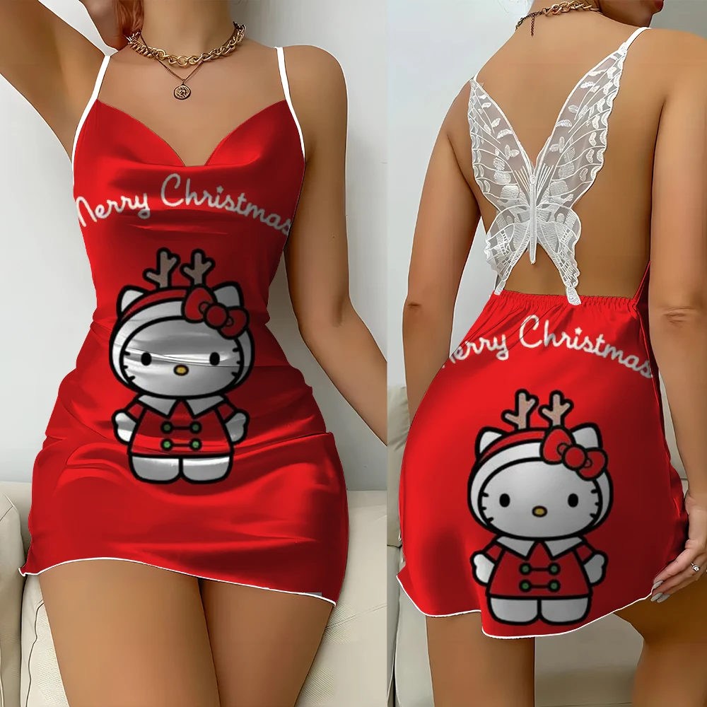 Женская кружевная ночная рубашка Hello Kitty с открытой спиной и принтом бабочек
Женская кружевная ночная рубашка Hello Kitty с открытой спиной и принтом бабочек