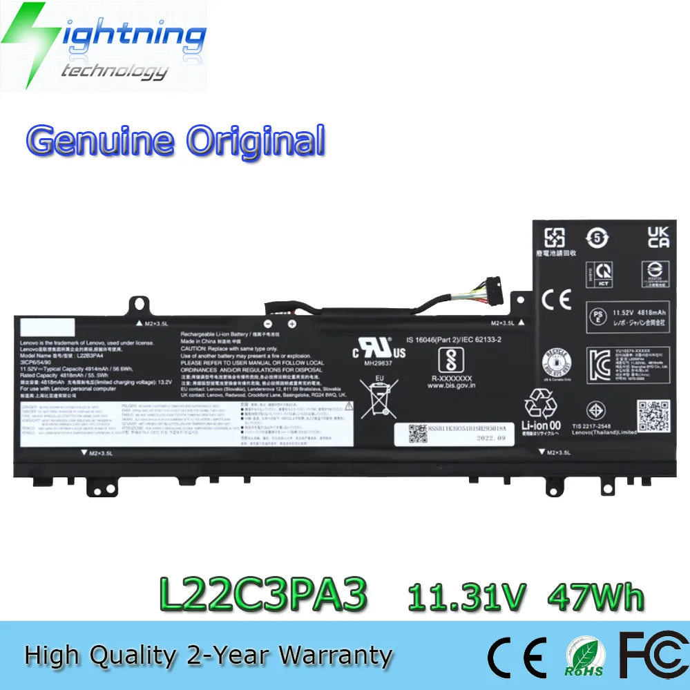 Оригинальный аккумулятор для ноутбука L22B3PA3 L22C3PA3 L22M3PA3 11,31 В 47 Втч для Lenovo Xiaoxin 14 16 IRL8/IAH8/ABR8 2023
Оригинальный аккумулятор для ноутбука L22B3PA3 L22C3PA3 L22M3PA3 11,31 В 47 Втч для Lenovo Xiaoxin 14 16 IRL8/IAH8/ABR8 2023