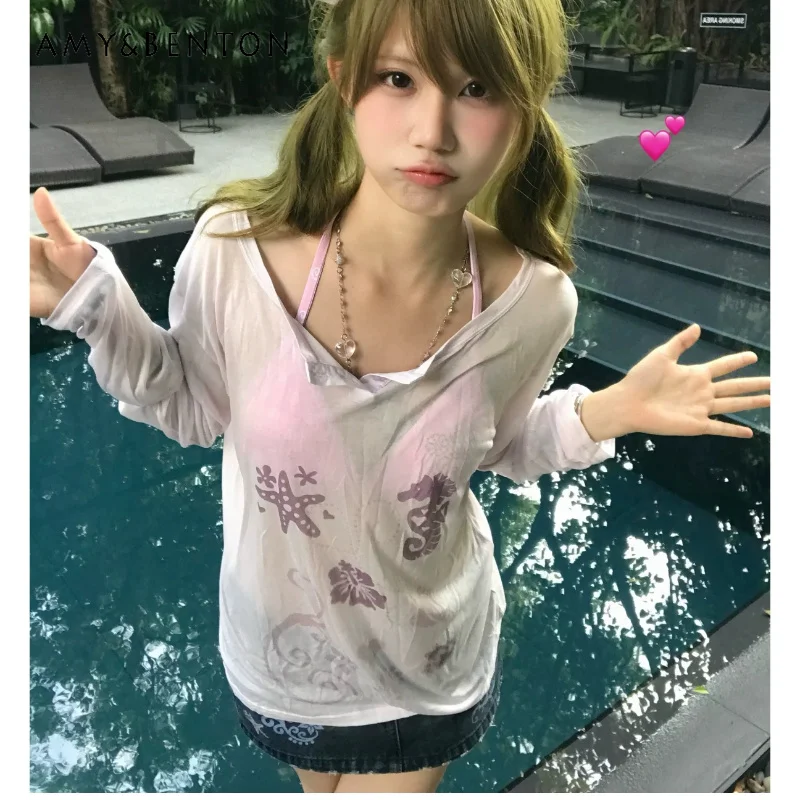 2026 Summer New Mesh Women's Sunscreen Tops Japanese Design Casual Thin Y2k Versatile Breathable Air-conditioning Shirts Ladies
2026 Summer New Mesh Women's Sunscreen Tops Japanese Design Casual Thin Y2k Versatile Breathable Air-conditioning Shirts Ladies