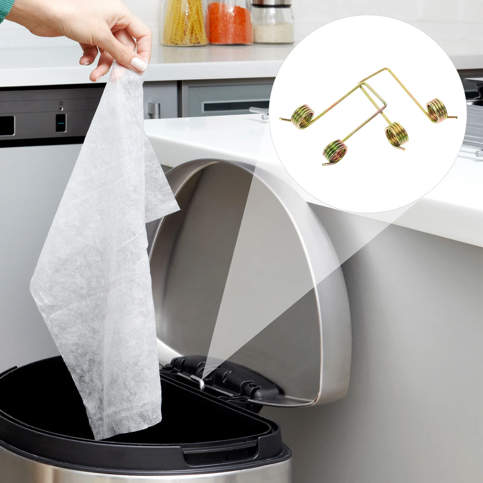 6Pcs Spring Accessories Universal Fit Torsional Springs for Flip Top Trash Can Lid Secure Closure Reliable Metal Spring
6Pcs Spring Accessories Universal Fit Torsional Springs for Flip Top Trash Can Lid Secure Closure Reliable Metal Spring