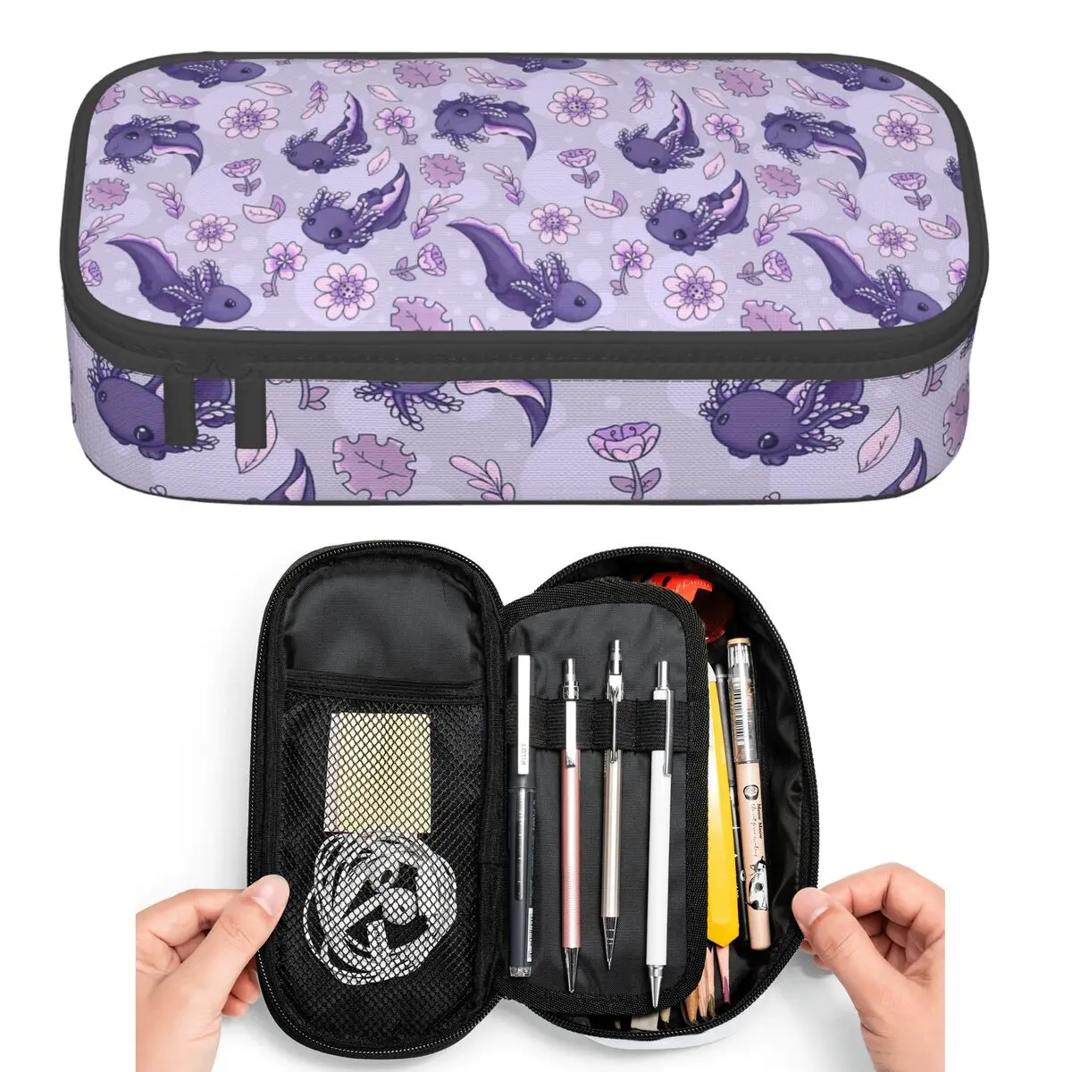 Cute Cartoon Axolotl And Floral Pattern Pencil Cases for Student Pen Box Pencil Bag Big Capacity Pencil Pouch Pen Holder
Cute Cartoon Axolotl And Floral Pattern Pencil Cases for Student Pen Box Pencil Bag Big Capacity Pencil Pouch Pen Holder