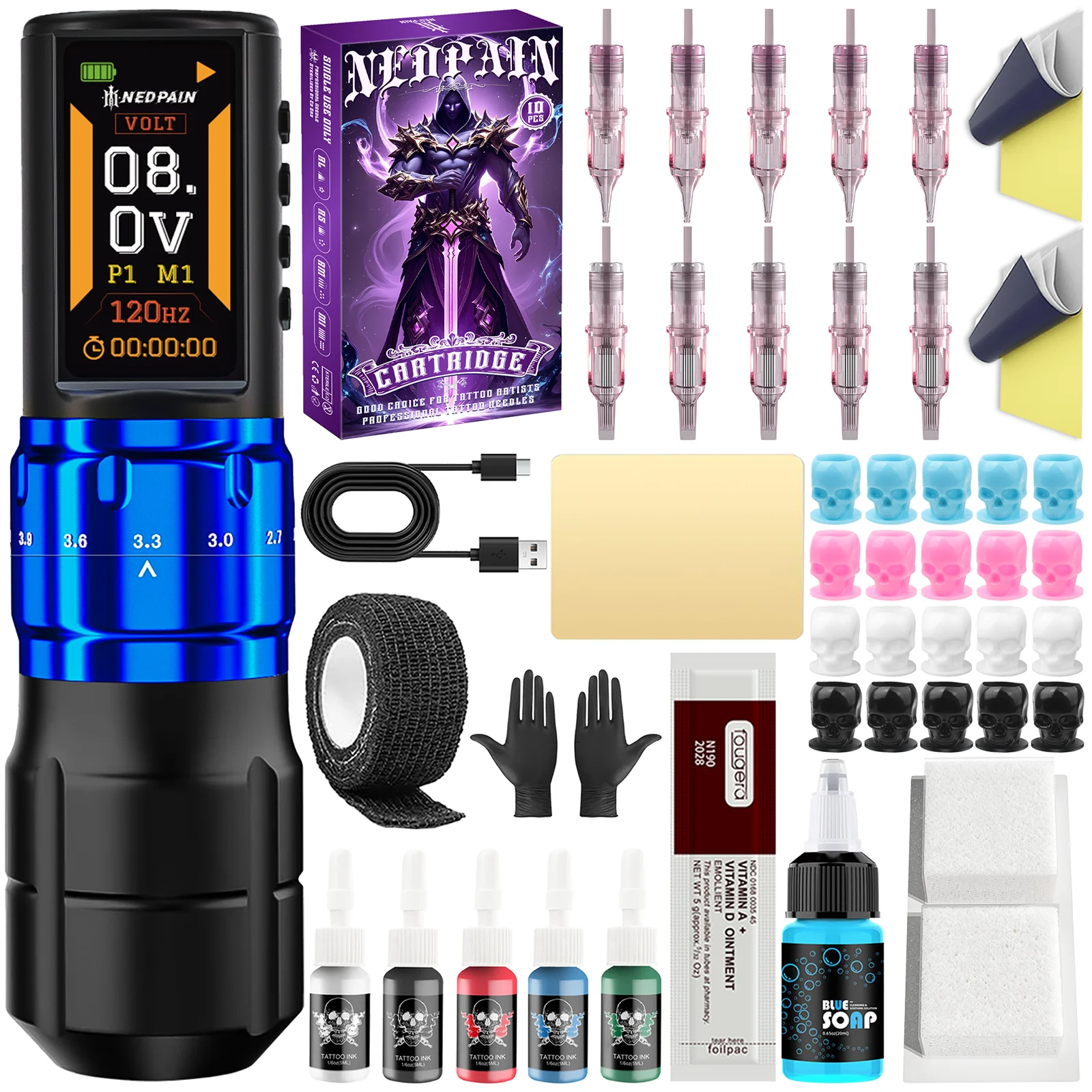 Комплект беспроводной тату-машины NEDPAIN, OLED 1,47 дюйма, аккумулятор 2400 мАч, подходит для начинающих и профессиональных татуировок
Комплект беспроводной тату-машины NEDPAIN, OLED 1,47 дюйма, аккумулятор 2400 мАч, подходит для начинающих и профессиональных татуировок