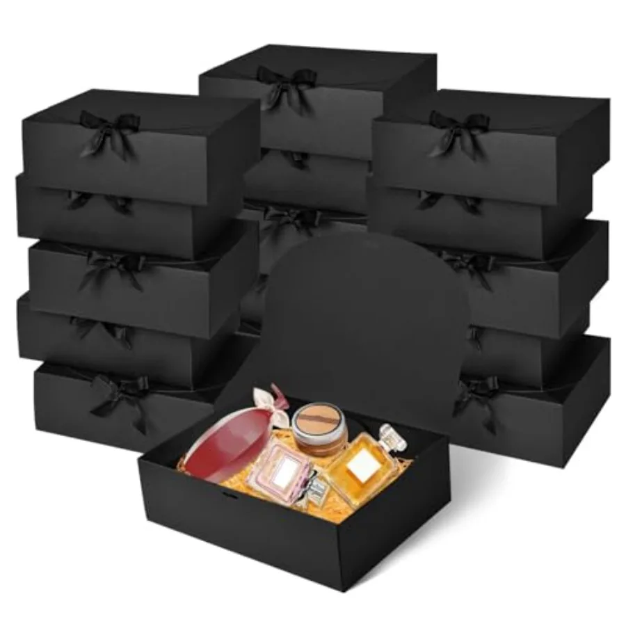 12Pack Black Gift Boxes with Lids, 12×9.8×3.1 Inch Groomsmen Proposal Box, Luxury Black Gift Box with Ribbon for Bridesmaid Box
12Pack Black Gift Boxes with Lids, 12×9.8×3.1 Inch Groomsmen Proposal Box, Luxury Black Gift Box with Ribbon for Bridesmaid Box