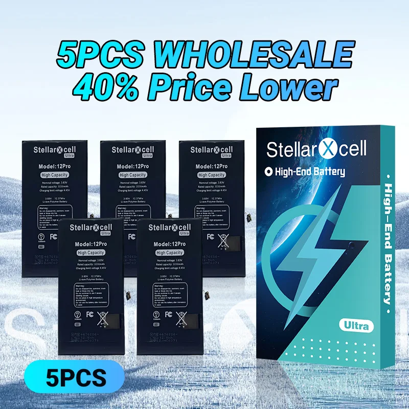5 шт. аккумулятор StellarXce Ultra с оригинальным BMS Flex + аккумулятор большой емкости для ip7 8plus xsmax 11 12 pro 13 max 14 15 Mini
5 шт. аккумулятор StellarXce Ultra с оригинальным BMS Flex + аккумулятор большой емкости для ip7 8plus xsmax 11 12 pro 13 max 14 15 Mini