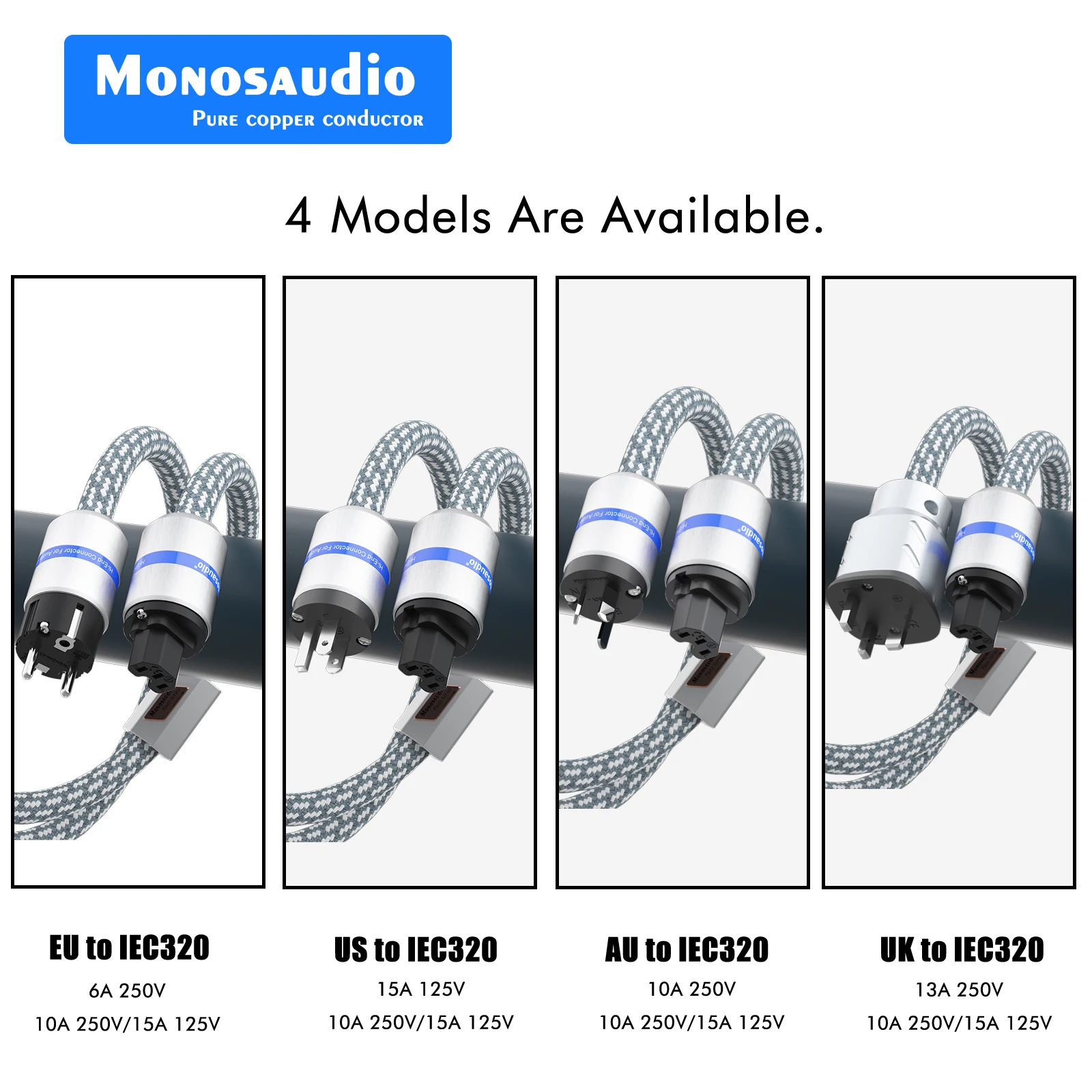 Monosaudio P902 EU/US Schuko Power Cable 10AWG EMC Shield Power wire M106 Power Cable AC Mains Power cord
Monosaudio P902 EU/US Schuko Power Cable 10AWG EMC Shield Power wire M106 Power Cable AC Mains Power cord