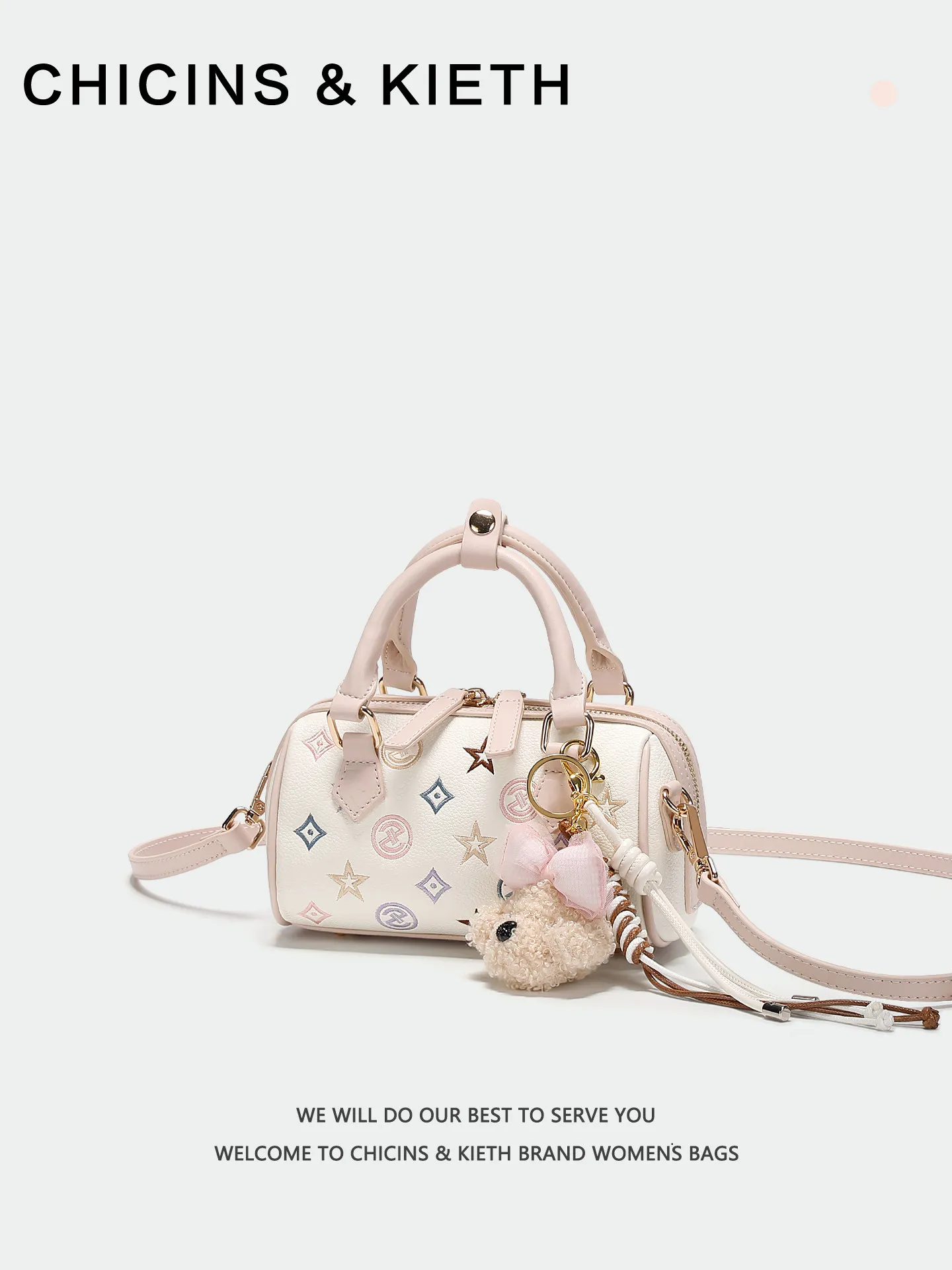 Luxury and Sweet Handheld Boston Bag with Beautiful Pendant and Exquisite Colored Embroidery Women's New Fashion Crossbody Bag
Luxury and Sweet Handheld Boston Bag with Beautiful Pendant and Exquisite Colored Embroidery Women's New Fashion Crossbody Bag