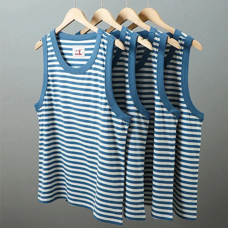 Amekaji винтажная полосатая майка Breton, летняя мужская легкая хлопковая свободная жилетка с круглым вырезом и цветными блоками, футболка без рукавов моряка 
Amekaji винтажная полосатая майка Breton, летняя мужская легкая хлопковая свободная жилетка с круглым вырезом и цветными блоками, футболка без рукавов моряка