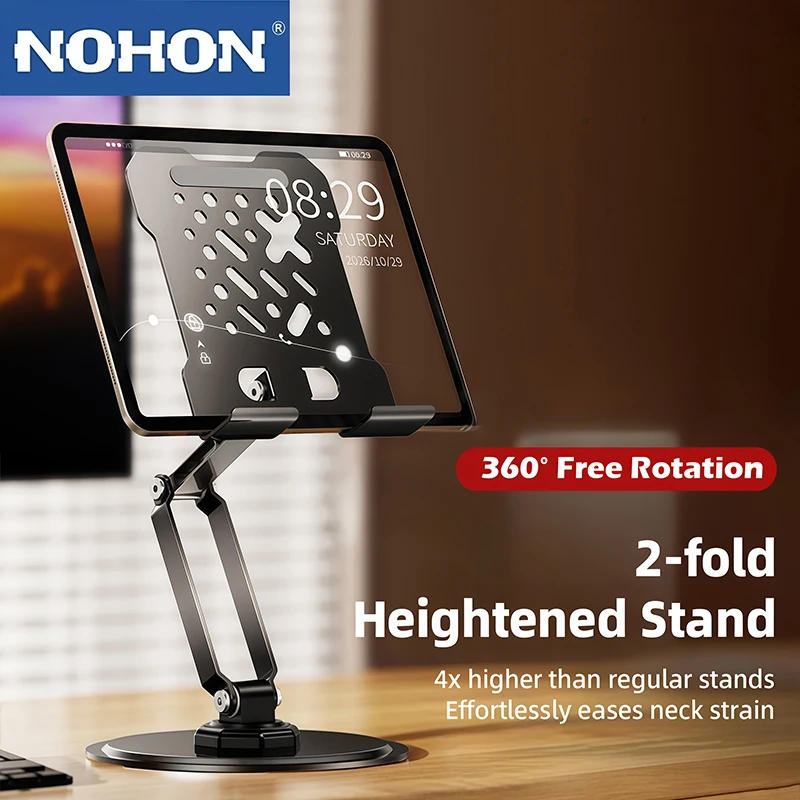 NOHON Carbon Steel Tablet Holder with 360 Rotating Base for Desk Portable Adjustable Computer Stand Compatible with iPad Air
NOHON Carbon Steel Tablet Holder with 360 Rotating Base for Desk Portable Adjustable Computer Stand Compatible with iPad Air
