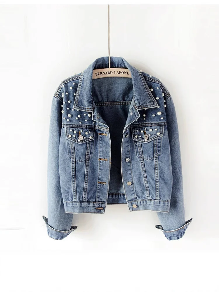 Zagros Women's Spring Autumn New Loose Short Denim Jacket Foreign Trade Style Pearl Embellished Coat
Zagros Women's Spring Autumn New Loose Short Denim Jacket Foreign Trade Style Pearl Embellished Coat