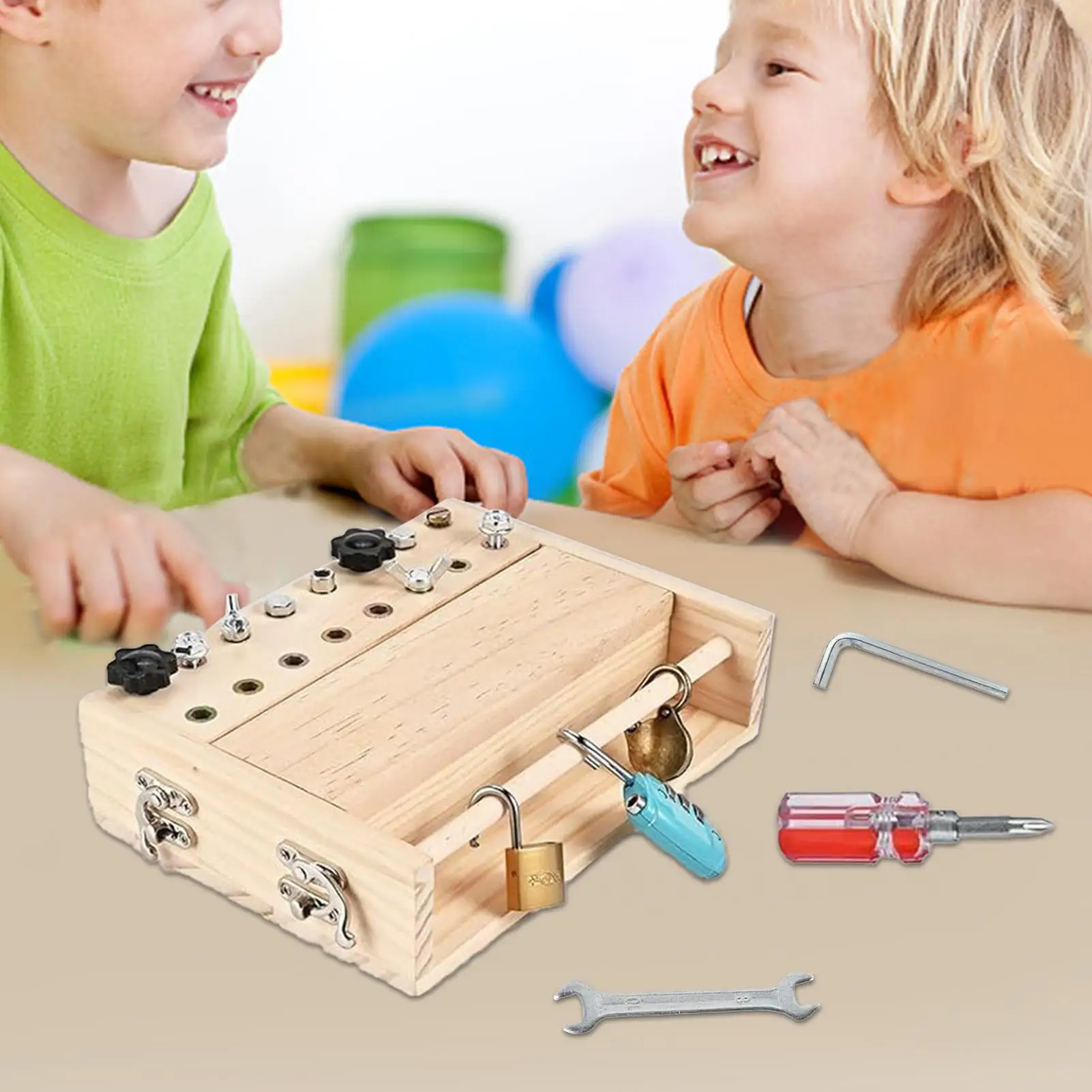 Kids Screwdriver Toy Set Wood Parent-Child Interactive Game Educational Toy With Key And Lock For 3-5 Years Kids Boys Girls
Kids Screwdriver Toy Set Wood Parent-Child Interactive Game Educational Toy With Key And Lock For 3-5 Years Kids Boys Girls
