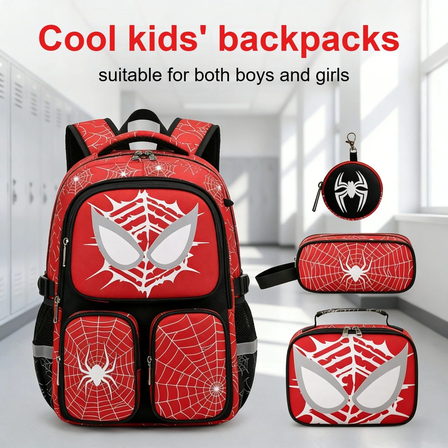 4-piece set Stylish Kids Backpack, Glow in Dark Double Zipper School Bag Large Capacity with Lunch Bag Pencil Case Lightweight
4-piece set Stylish Kids Backpack, Glow in Dark Double Zipper School Bag Large Capacity with Lunch Bag Pencil Case Lightweight