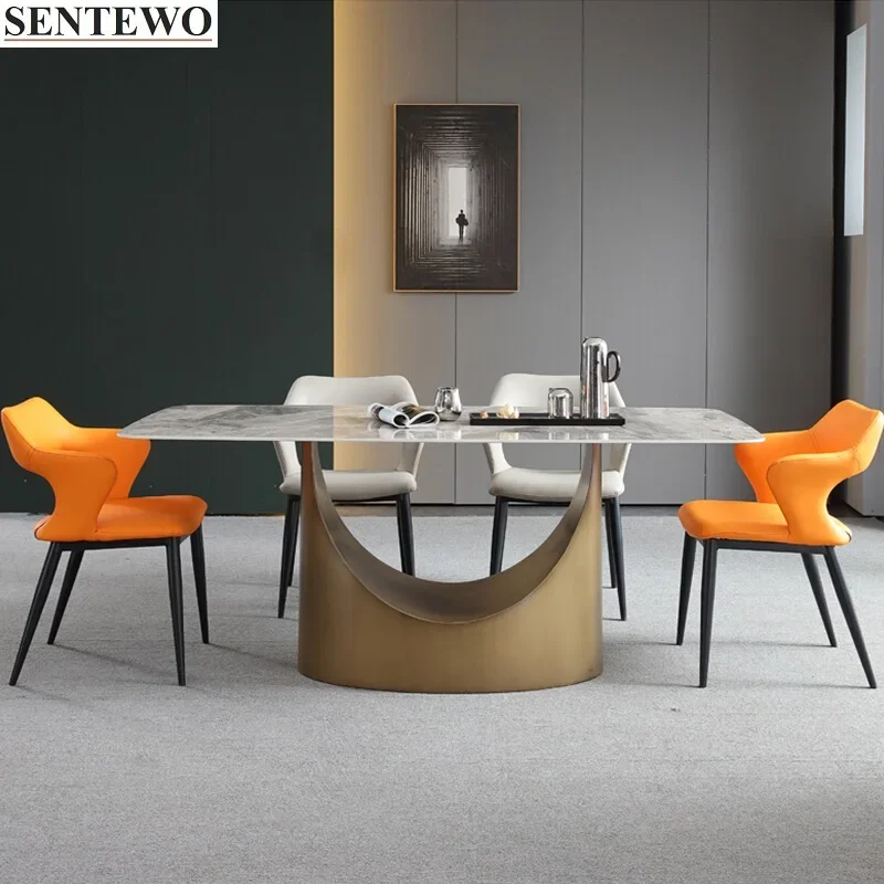 Luxury Rock Slab Kitchen Dining Tables 6 Chairs Set Metal Titanium Gold Frame Faux Marble Table Dinner Chair стол обеденный
Luxury Rock Slab Kitchen Dining Tables 6 Chairs Set Metal Titanium Gold Frame Faux Marble Table Dinner Chair стол обеденный