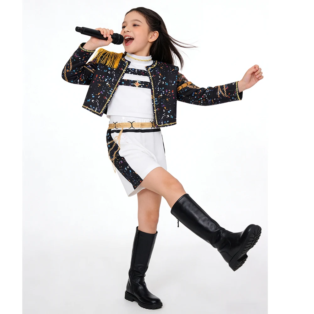 KPop фильм «Охотники на демонов» в одном стиле, одежда для девочек, детский костюм для косплея на Хэллоуин, костюм Зои Руми Миры, новый
KPop фильм «Охотники на демонов» в одном стиле, одежда для девочек, детский костюм для косплея на Хэллоуин, костюм Зои Руми Миры, новый