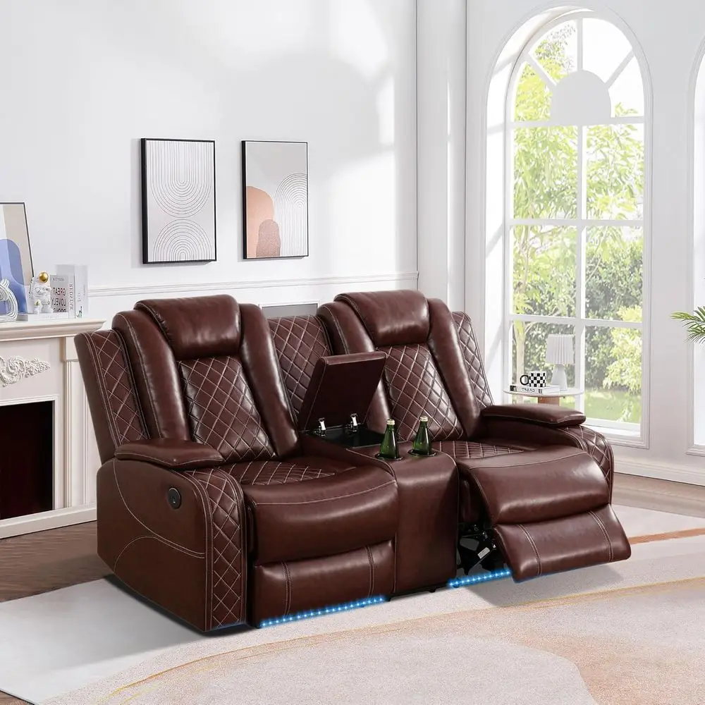2-Seat Leather Power Reclining Loveseat with Storage and Cup Holders for Living Room or Home Office
2-Seat Leather Power Reclining Loveseat with Storage and Cup Holders for Living Room or Home Office