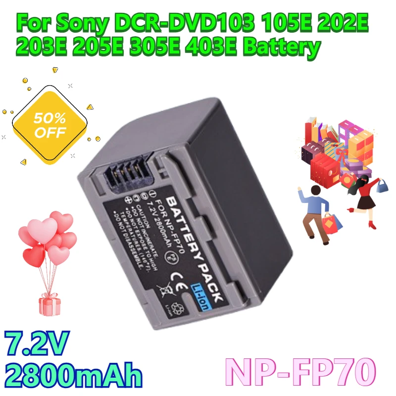 7.2V 2800mAh NP-FP70 Battery For Sony DCR-DVD103 105E 202E 203E 205E 305E 403E Battery
7.2V 2800mAh NP-FP70 Battery For Sony DCR-DVD103 105E 202E 203E 205E 305E 403E Battery