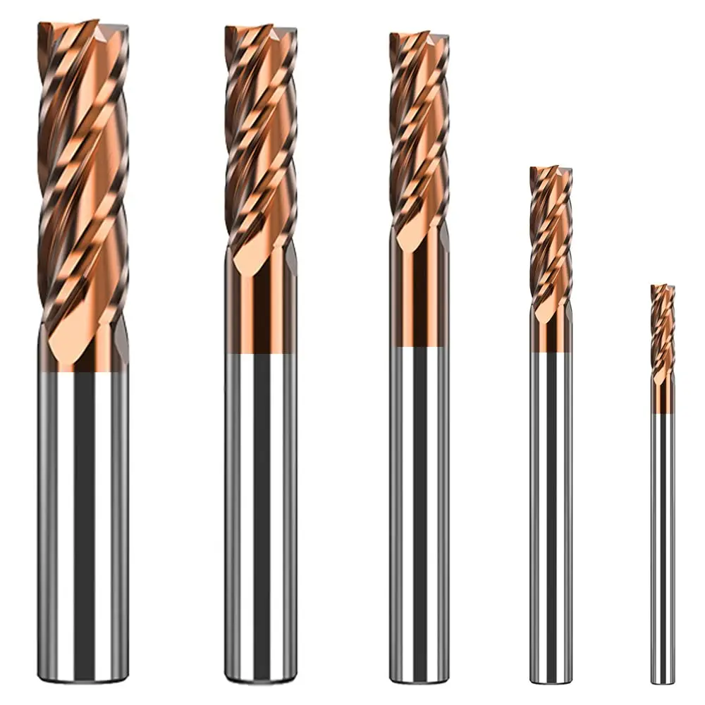 5Pcs Carbide End Mills Set 1/8-3/8 inch, 4 Flute TiSiN Coated CNC Bits for Steel
5Pcs Carbide End Mills Set 1/8-3/8 inch, 4 Flute TiSiN Coated CNC Bits for Steel