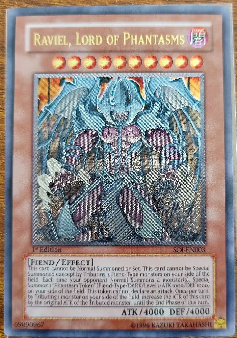 Yu-Gi-Oh TCG Raviel, Lord Of Phantasms UTR PSER SOI-EN003 Children's Collectible Card Toy - Non-Original Hobby Item
Yu-Gi-Oh TCG Raviel, Lord Of Phantasms UTR PSER SOI-EN003 Children's Collectible Card Toy - Non-Original Hobby Item