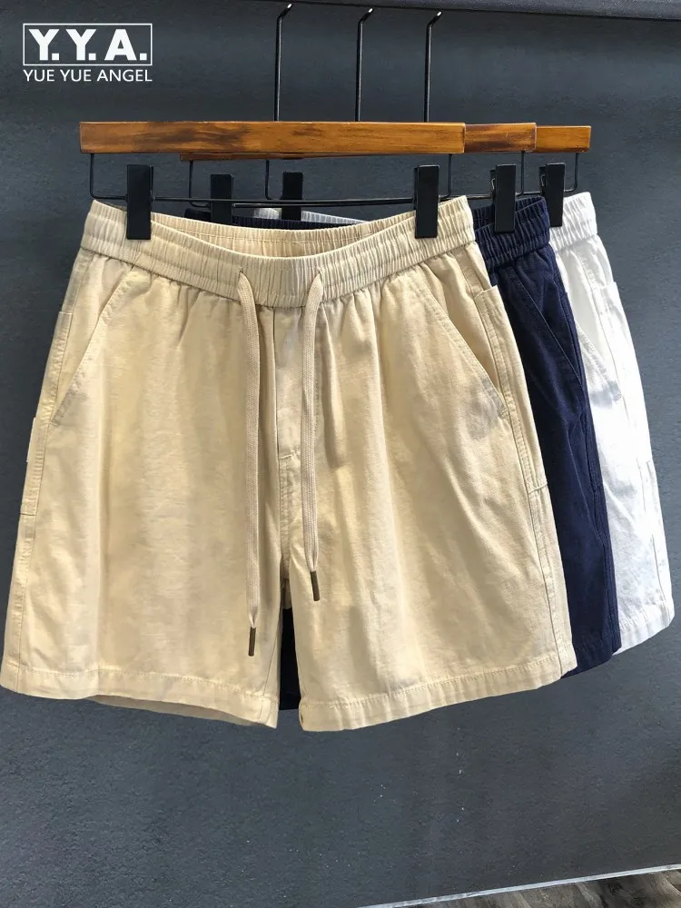 New Summer Male Cotton Casual Shorts Drawstring Loose Mens Above Knee Length Shorts Straight Elastic Waist Pocket Short Trousers
New Summer Male Cotton Casual Shorts Drawstring Loose Mens Above Knee Length Shorts Straight Elastic Waist Pocket Short Trousers