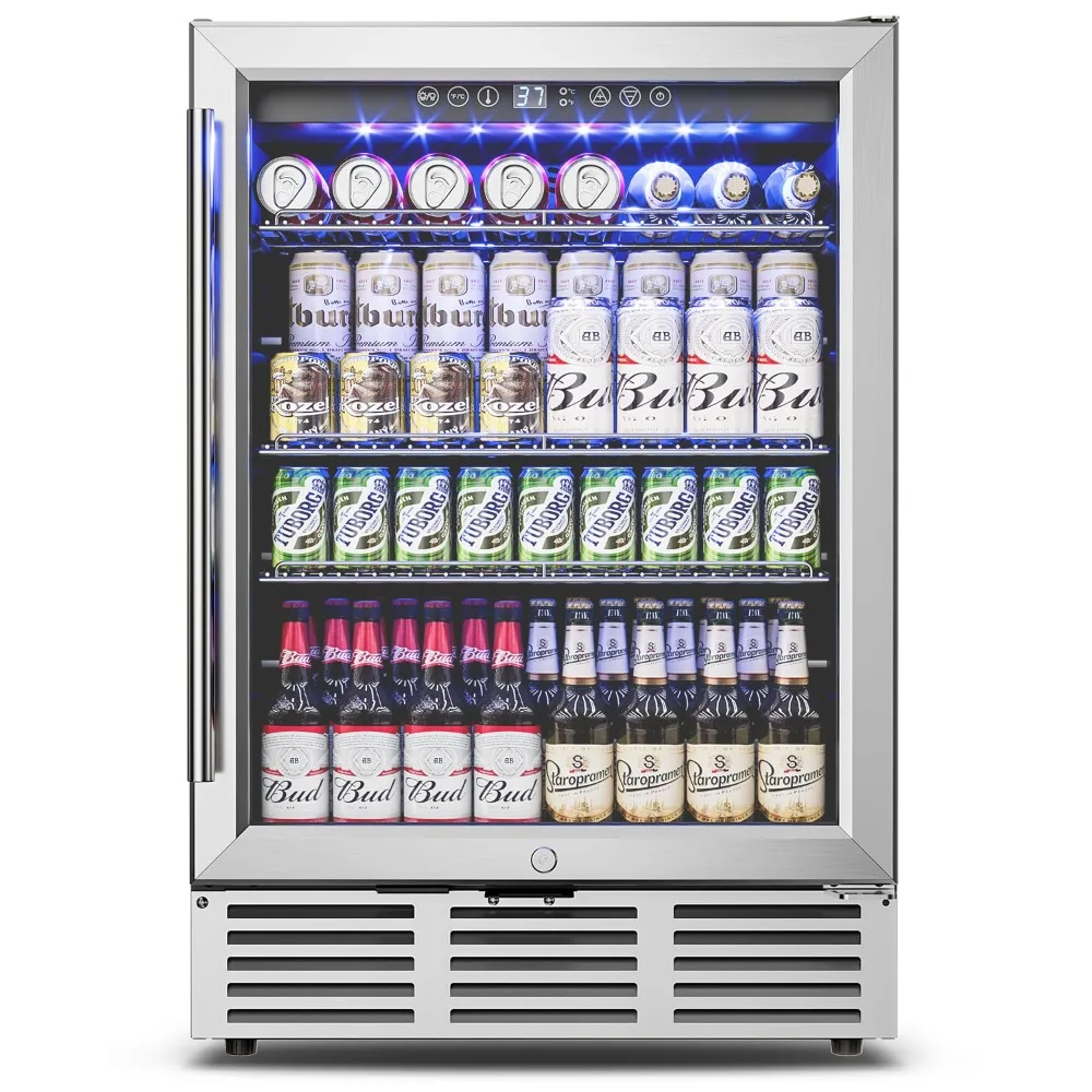 24 Inch Beverage Refrigerator, 180 Cans, Under Counter, Glass Door & Safety Lock, Beer & Wine, Custom
24 Inch Beverage Refrigerator, 180 Cans, Under Counter, Glass Door & Safety Lock, Beer & Wine, Custom