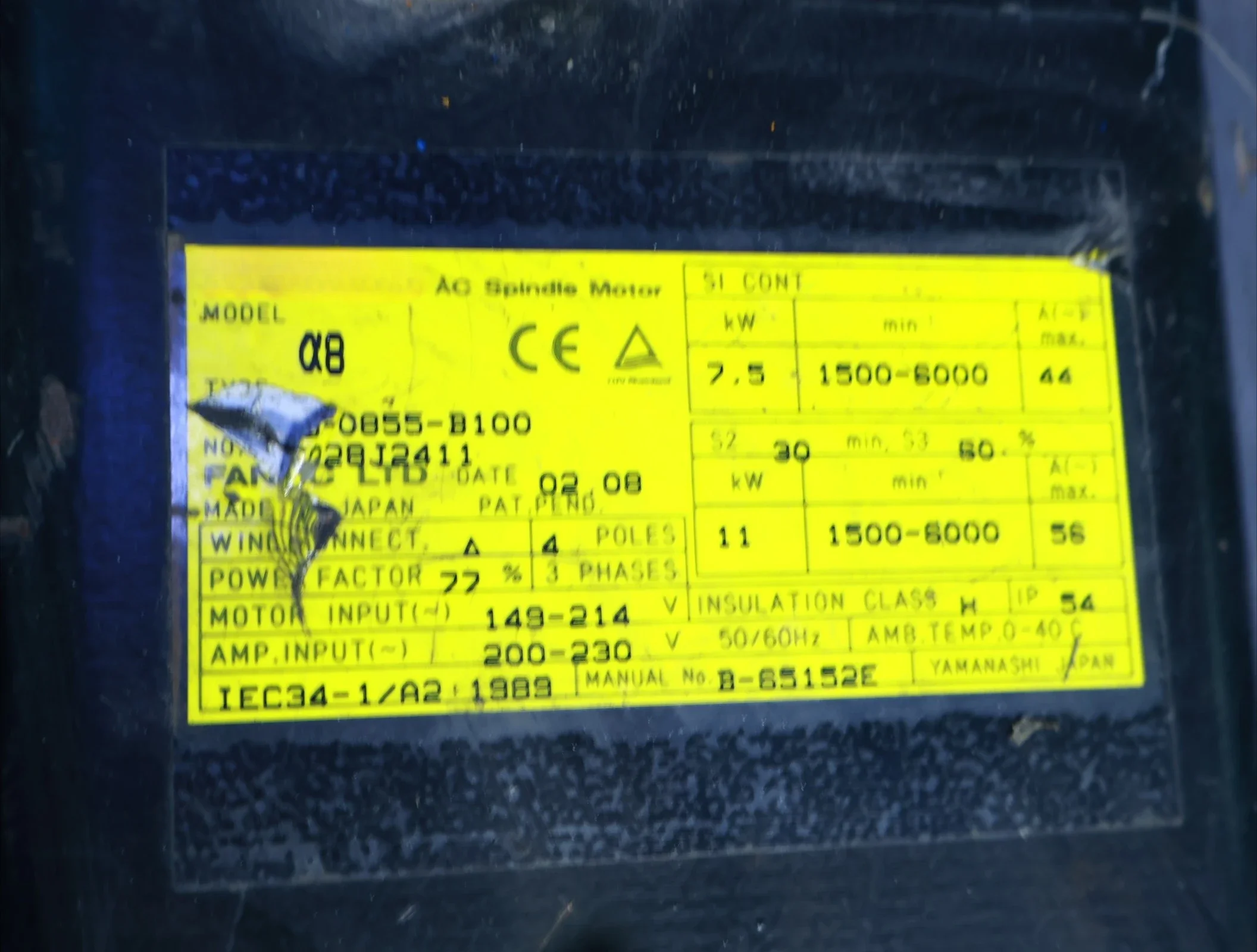 A06B-0855-B100 For FANUC A06B-0855-B100 AC Servo Motor Used
A06B-0855-B100 For FANUC A06B-0855-B100 AC Servo Motor Used