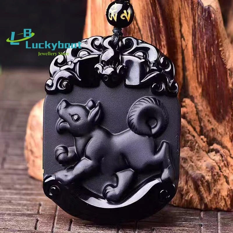 Natural Black Obsidian Pendant Carved Chinese Mascot Zodiac Dog Pendant Bead Necklace Lucky Amulet Men Women's Jade Jewelry
Natural Black Obsidian Pendant Carved Chinese Mascot Zodiac Dog Pendant Bead Necklace Lucky Amulet Men Women's Jade Jewelry