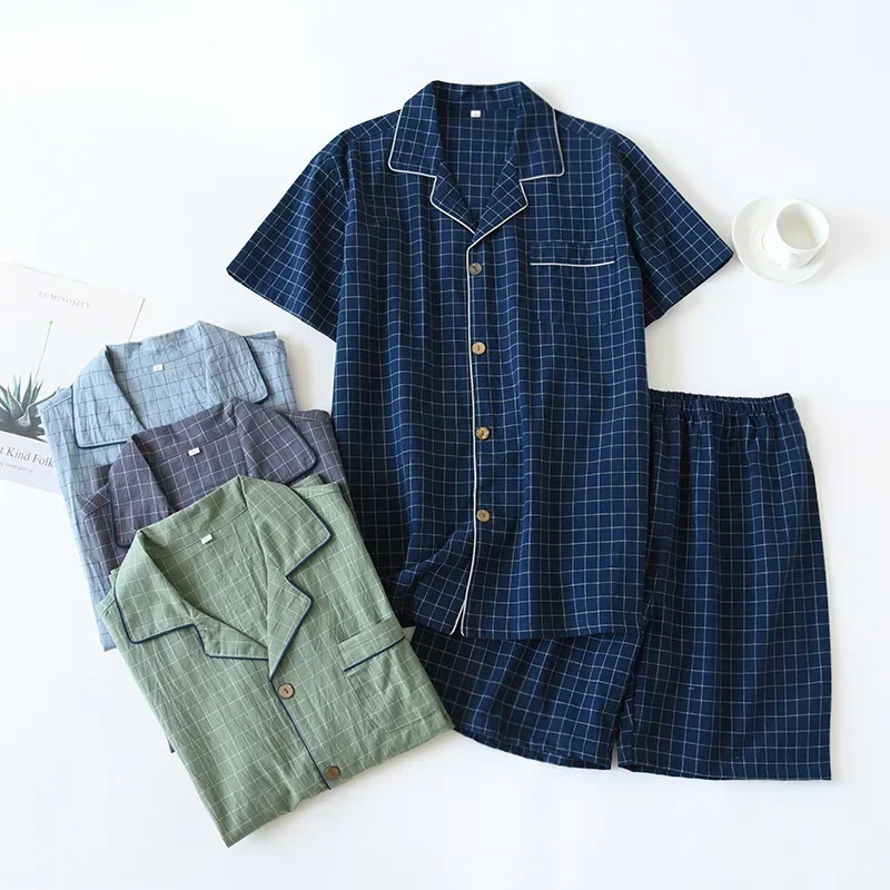 Spring Summer New Men's Pajamas Sets Fashion Simple Japanese Style Cotton Homewear Male Thin Short Sleeve Shorts/pants Sets
Spring Summer New Men's Pajamas Sets Fashion Simple Japanese Style Cotton Homewear Male Thin Short Sleeve Shorts/pants Sets