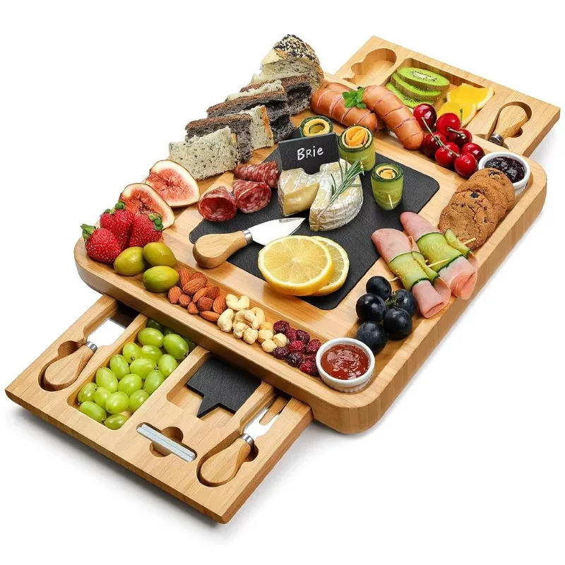 Big Bamboo Cheese Board Set with Two Drawer Knives and Bowls - Unique Kitchenware for Housewarming Wedding Birthday Gifts
Big Bamboo Cheese Board Set with Two Drawer Knives and Bowls - Unique Kitchenware for Housewarming Wedding Birthday Gifts