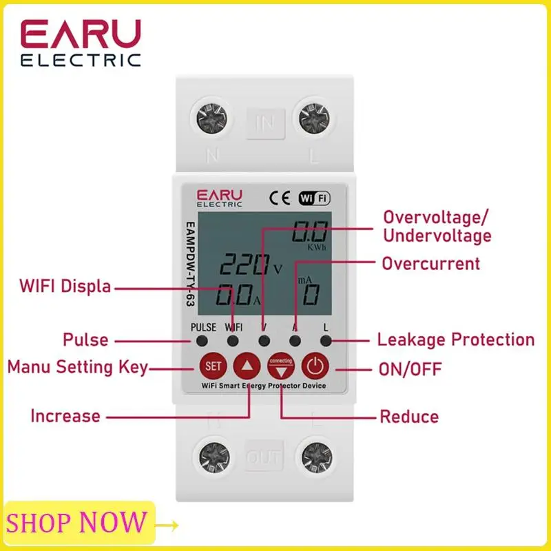 2P 63A TUYA APP Wifi Smart Circuit Earth Leakage Over Under Voltage Protector Relay Device Switch Breaker Durable Easy To Use
2P 63A TUYA APP Wifi Smart Circuit Earth Leakage Over Under Voltage Protector Relay Device Switch Breaker Durable Easy To Use