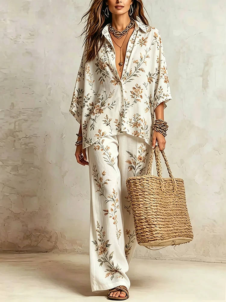 Women's Boho Floral Print Two Piece Matching Set Oversized Lapel Shirt High Waist Wide Leg Pants Summer Beach Loose Vacation
Women's Boho Floral Print Two Piece Matching Set Oversized Lapel Shirt High Waist Wide Leg Pants Summer Beach Loose Vacation