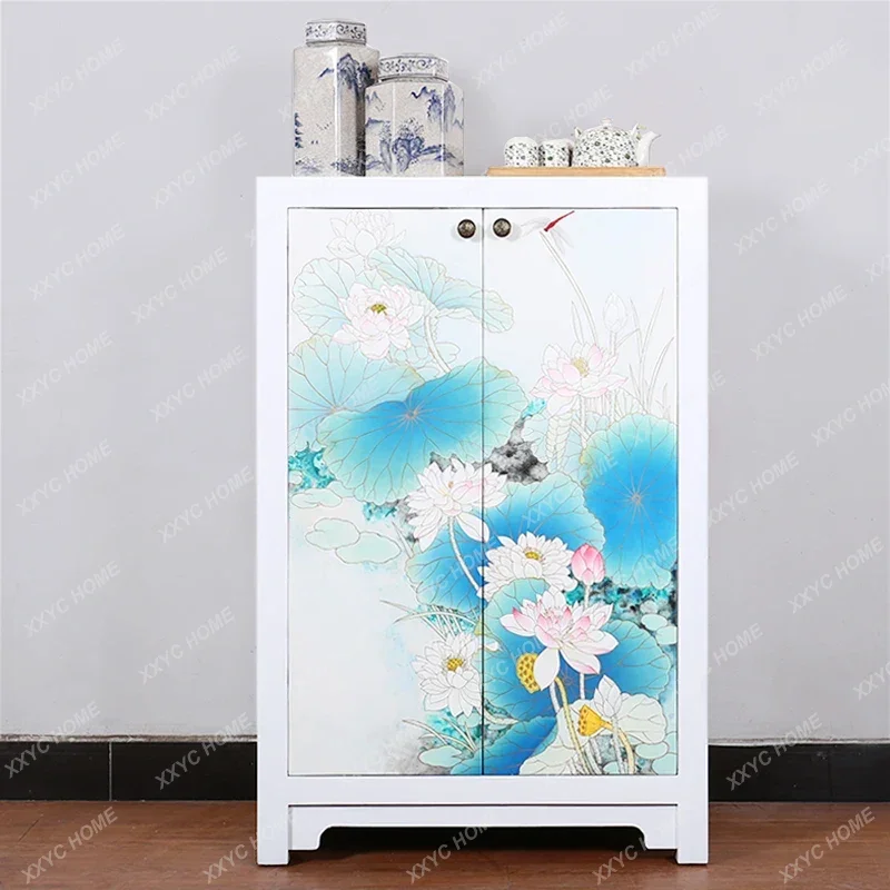 New Chinese Style Solid Wood Shoe Cabinet Painted Lacquer Hand Painted Retro Porch Simple Double Door Decorative Storage Cabi
New Chinese Style Solid Wood Shoe Cabinet Painted Lacquer Hand Painted Retro Porch Simple Double Door Decorative Storage Cabi