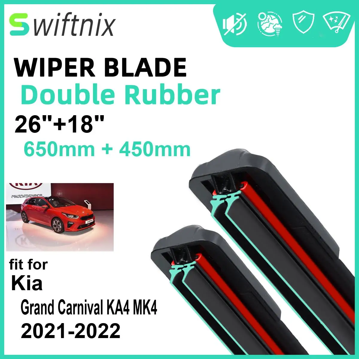 Car Wiper for Kia Grand Carnival KA4 MK4 2021-2022 26" + 18" Front Rear Wiper Blades Brushes Cutter Accessories 2021 2022
Car Wiper for Kia Grand Carnival KA4 MK4 2021-2022 26" + 18" Front Rear Wiper Blades Brushes Cutter Accessories 2021 2022