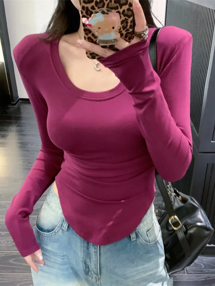 Slim Fit Long Sleeve T-Shirt Women's Style U-Neck Knitted Top Breathable Skin-Friendly Casual Wear for Autumn Season
Slim Fit Long Sleeve T-Shirt Women's Style U-Neck Knitted Top Breathable Skin-Friendly Casual Wear for Autumn Season