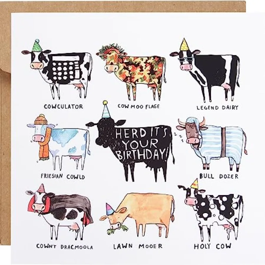 Funny Birthday Cards for Him, Mom and Her. Cow Puns, Humour and British Jokes
Funny Birthday Cards for Him, Mom and Her. Cow Puns, Humour and British Jokes