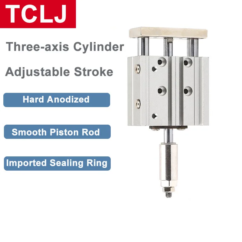 Three Axis Cylinder TCLJ Adjustable Stroke with Guide Rod Cylinder Diameter 16-63mm Cylinder Stroke 25-150mm
Three Axis Cylinder TCLJ Adjustable Stroke with Guide Rod Cylinder Diameter 16-63mm Cylinder Stroke 25-150mm