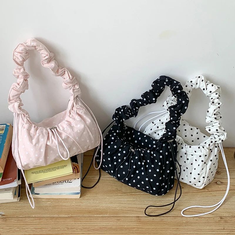 2025 Spring Summer Polka Dot Shoulder Bag Korean Style Drawstring Handbag Commuter Versatile Crossbody Bags For Women
2025 Spring Summer Polka Dot Shoulder Bag Korean Style Drawstring Handbag Commuter Versatile Crossbody Bags For Women