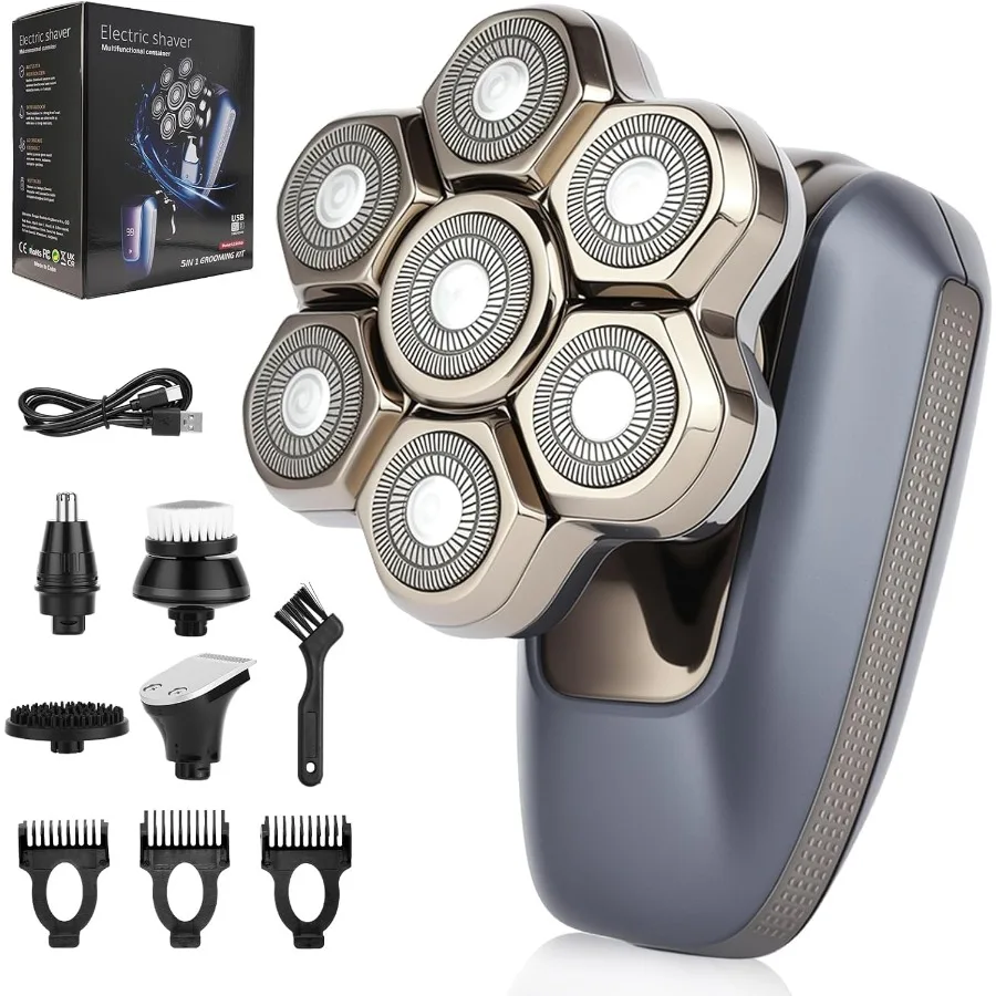 Head Shaver for Bald Men 7D Electric Rotary Razor 5-in-1 Grooming Kit with Nose Hair Trimmer Sideburn Clipper and Facial Brush
Head Shaver for Bald Men 7D Electric Rotary Razor 5-in-1 Grooming Kit with Nose Hair Trimmer Sideburn Clipper and Facial Brush