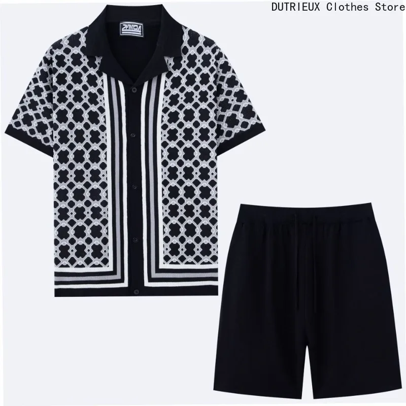 Luxury Knit Button Down Shirt & Shorts Set for Men, Retro Patterned Short Sleeve Knitted Suit, Breathable Summer Matching Sets
Luxury Knit Button Down Shirt & Shorts Set for Men, Retro Patterned Short Sleeve Knitted Suit, Breathable Summer Matching Sets